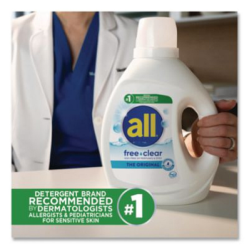 All Ultra Free Clear HE Liquid Detergent, Unscented, 141 oz Bottle, 4/Carton (46159)