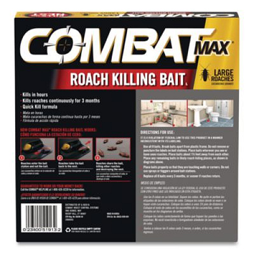 Combat Max Roach Killing Bait, 0.49 oz Bait, 8/Pack, 12 Packs/Carton (51913)