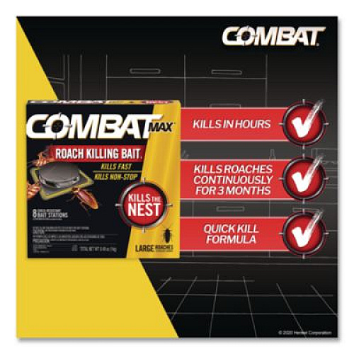Combat Max Roach Killing Bait, 0.49 oz Bait, 8/Pack, 12 Packs/Carton (51913)