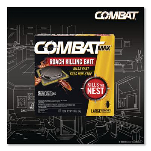 Combat Max Roach Killing Bait, 0.49 oz Bait, 8/Pack, 12 Packs/Carton (51913)