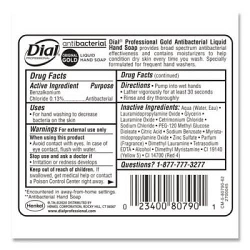 Dial Professional Gold Antibacterial Liquid Hand Soap, 16 oz (80790EA)