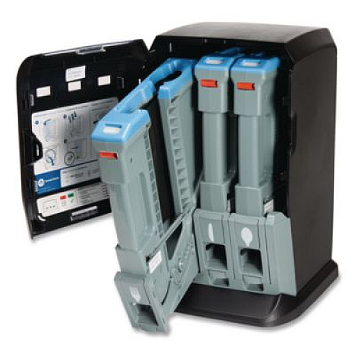 Dixie Tri-Tower Mini Dispenser, Holds Forks/Knives/Spoons or Sporks, 13.15 x 31.03 x 17.5, Black/Gray (DUSSTDSP3MIN)