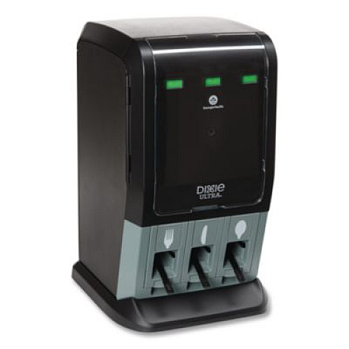 Dixie Tri-Tower Mini Dispenser, Holds Forks/Knives/Spoons or Sporks, 13.15 x 31.03 x 17.5, Black/Gray (DUSSTDSP3MIN)