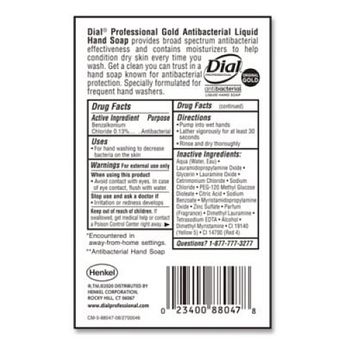 Dial Professional Gold Antibacterial Liquid Hand Soap, 1 gal (88047EA)