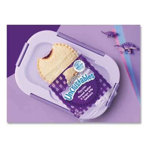 Smucker's UNCRUSTABLES Peanut Butter and Grape Jelly/Peanut Butter and Strawberry Jam, 2 oz, 10 Sandwiches/Pack, 2 Packs/Carton (90300134)
