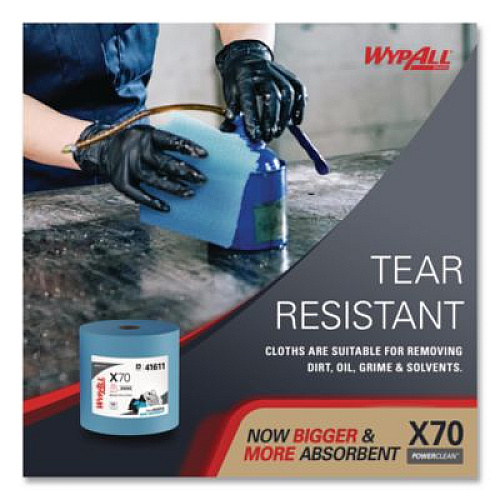 WypAll X70 Cloths, Jumbo Roll, 12.4 x 12.2, Blue, 820/Roll (41611)