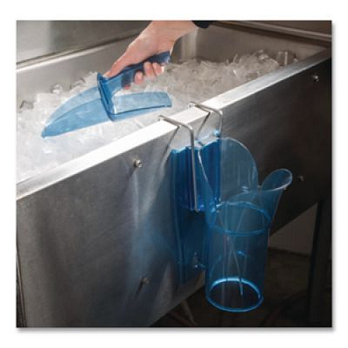 San Jamar Saf-T-Scoop and Guardian System for Ice Machines, 6 oz to 10 oz Ice Scoop, Transparent Blue (SI5000)