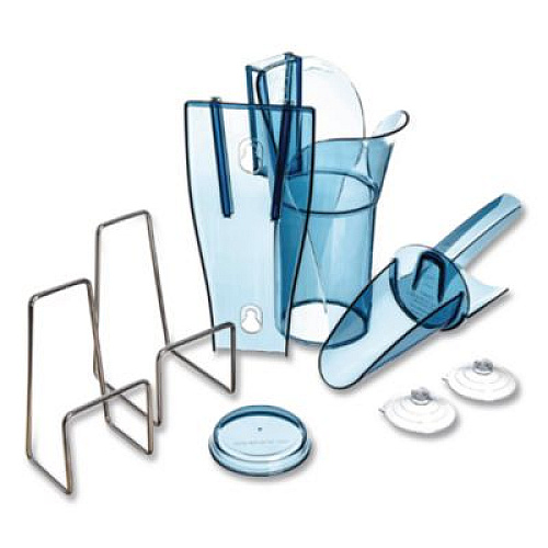 San Jamar Saf-T-Scoop and Guardian System for Ice Machines, 6 oz to 10 oz Ice Scoop, Transparent Blue (SI5000)