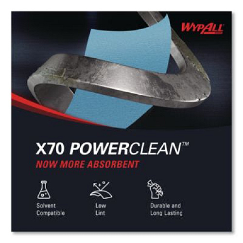 WypAll X70 Cloths, Jumbo Roll, 12.4 x 12.2, Blue, 820/Roll (41611)