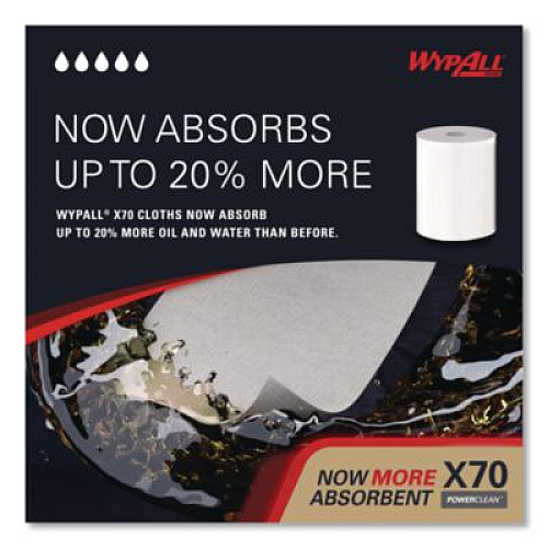 WypAll X70 Cloths, Center-Pull, 9.8 x 12.2, White, 275/Roll, 3 Rolls/Carton (41702)