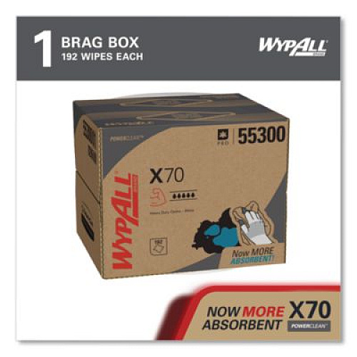 WypAll X70 Cloths, 12.5 x 16.8, White 192/Carton (55300)