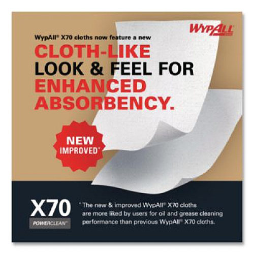 WypAll X70 Cloths, 12.5 x 16.8, White 192/Carton (55300)