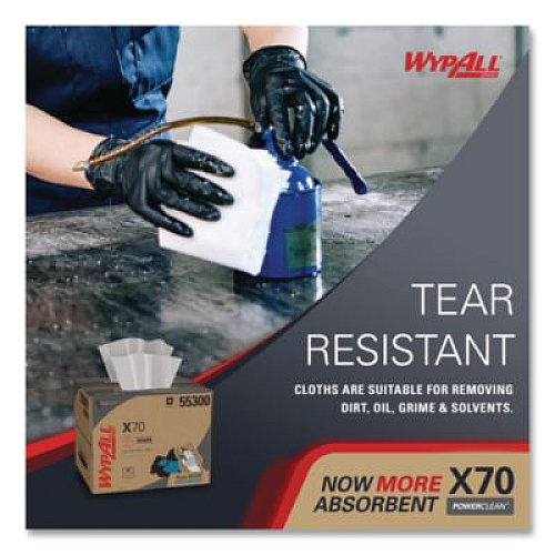 WypAll X70 Cloths, 12.5 x 16.8, White 192/Carton (55300)