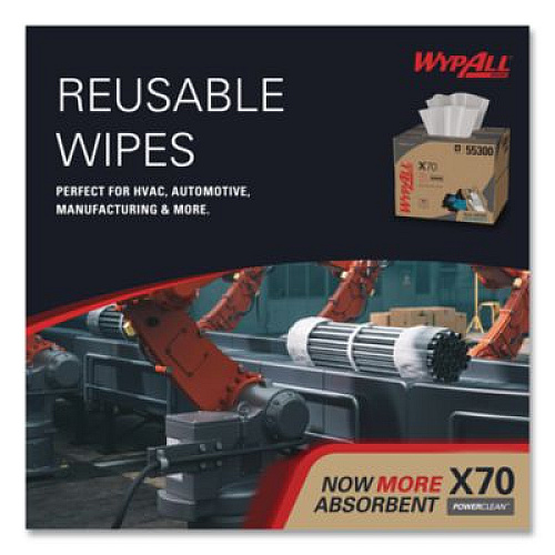 WypAll X70 Cloths, 12.5 x 16.8, White 192/Carton (55300)