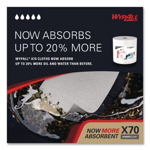 WypAll X70 Wipers in a Bucket Refills, No Bucket, 13 x 10, Unscented, White, 220/Rolls, 3 Rolls/Carton (83571)