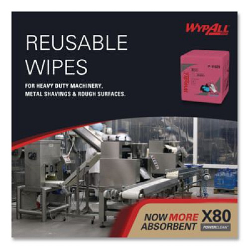 WypAll Power Clean X80 Heavy Duty Cloths, 12.5 x 12, Red, 50/Box, 4 Boxes/Carton (41029)