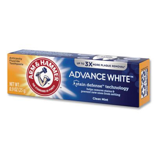 Arm & Hammer Advance White Toothpaste, Clean Mint, 0.9 oz Tube, 72/Carton (3320018600)