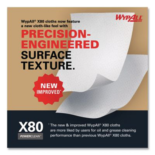 WypAll Power Clean X80 Heavy Duty Cloths, Jumbo Roll, 12.4 x 12.2, Blue, 455/Roll (41043)