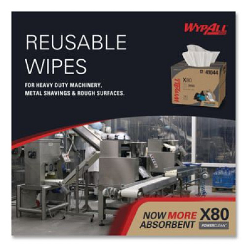 WypAll Power Clean X80 Cloths, HYDROKNIT, BRAG Box, 11.1 x 16.8, White, 152/Carton (41044)