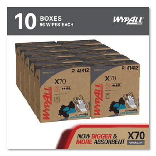 WypAll X70 Cloths, POP-UP Box, 9.13 x 16.8, Blue, 96/Box, 10 Boxes/Carton (41412)
