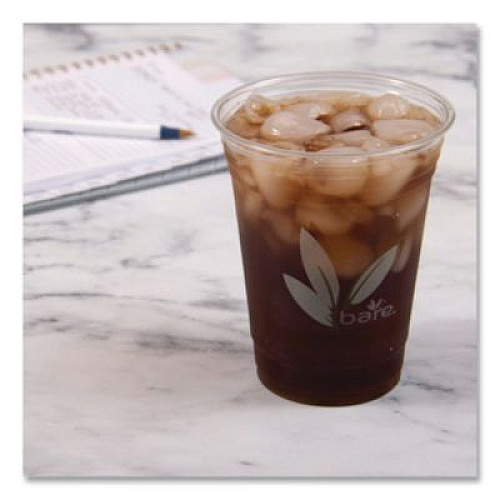 Dart Bare Eco-Forward RPET Cold Cups, 16 oz to 18 oz, Plastic, Leaf Design, 50/Pack (RTP16DBAREPK)
