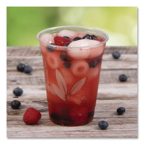 Dart Bare Eco-Forward RPET Cold Cups, 16 oz to 18 oz, Plastic, Leaf Design, 50/Pack (RTP16DBAREPK)