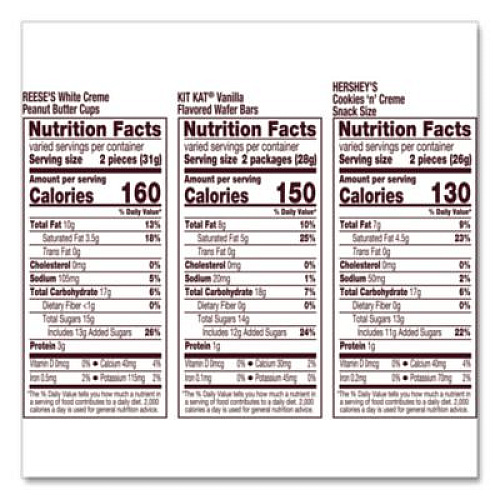 Hershey's All Time Greats White Snack Size Assortment, White Chocolate, 29.31 oz Bag (22002587)