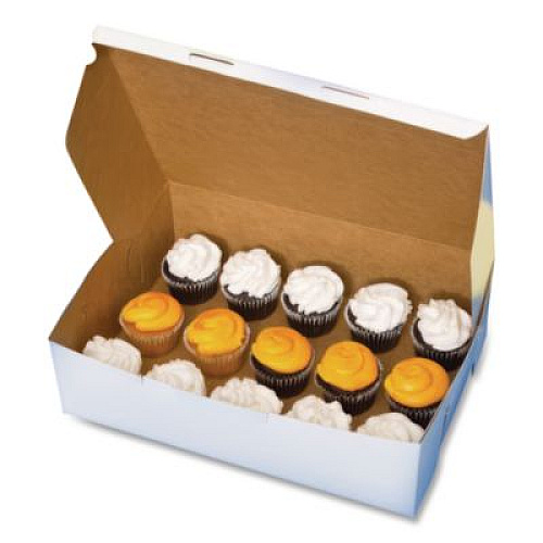 SCT White One-Piece Non-Window Bakery Boxes, 1/4-Sheet Cake Box, 14 x 10 x 4, White, Paper, 100/Carton (1025)