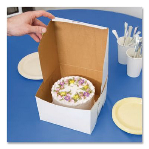 SCT White One-Piece Non-Window Bakery Boxes, 8 x 8 x 5, White, Paper, 100/Carton (09455)