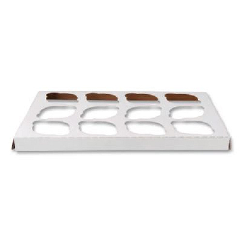 SCT Cupcake Holder Inserts, 12-Cupcake Holder, 9.88 x 13.88 x 0.88, White/Brown, Paper, 200/Carton (10016)