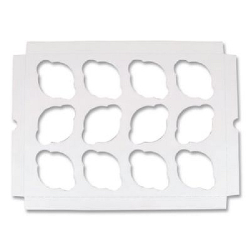SCT Cupcake Holder Inserts, 12-Cupcake Holder, 9.88 x 13.88 x 0.88, White/Brown, Paper, 200/Carton (10016)