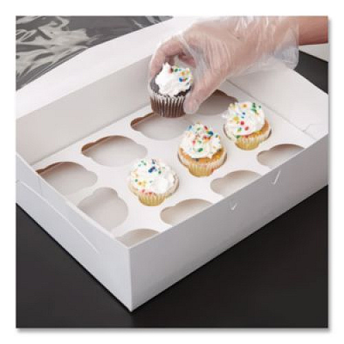 SCT Cupcake Holder Inserts, 12-Cupcake Holder, 9.88 x 13.88 x 0.88, White/Brown, Paper, 200/Carton (10016)