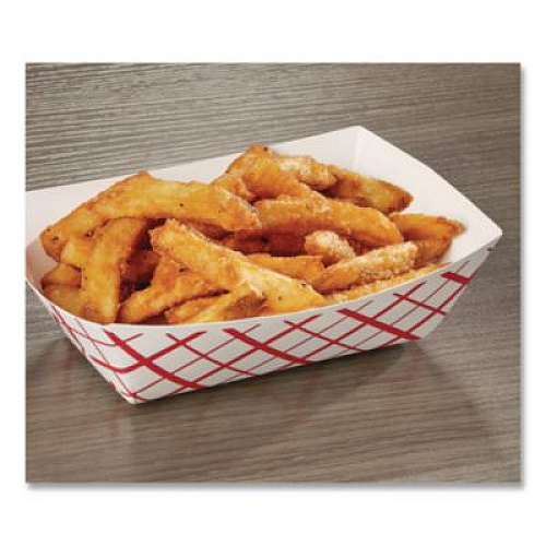 SCT Paper Food Baskets, 0.5 lb Capacity, 4.58 x 3.2 x 1.25, Red/White, Paper, 1,000/Carton (0409)