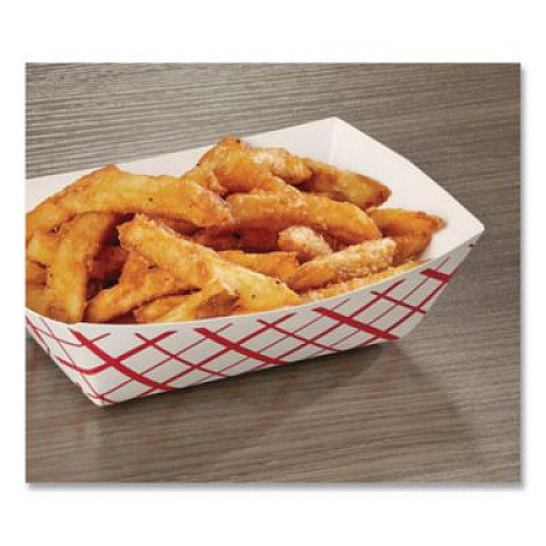 SCT Paper Food Baskets, 1 lb Capacity, Red/White, Paper, 1,000/Carton (0413)