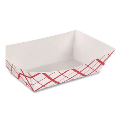 SCT Paper Food Baskets, 3 lb Capacity, 7.2 x 4.95 x 1.94, Red/White, Paper, 500/Carton (0425)