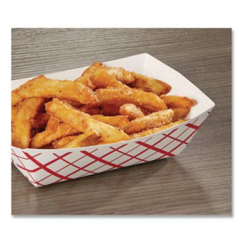 SCT Paper Food Baskets, 3 lb Capacity, 7.2 x 4.95 x 1.94, Red/White, Paper, 500/Carton (0425)