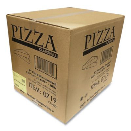SCT White Pizza Clamshells, 9.25 x 9 x 1.69, White, Paper, 400/Carton (0719)