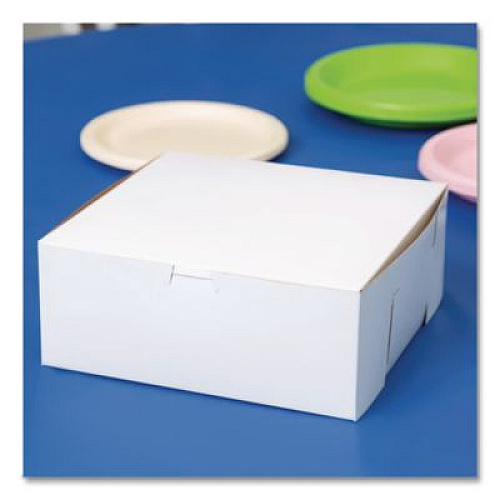 SCT White One-Piece Non-Window Bakery Boxes, 10 x 10 x 2.5, White, Paper, 250/Carton (0969)