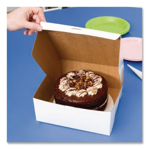 SCT White One-Piece Non-Window Bakery Boxes, 10 x 10 x 3, White, Paper, 200/Carton (0971)