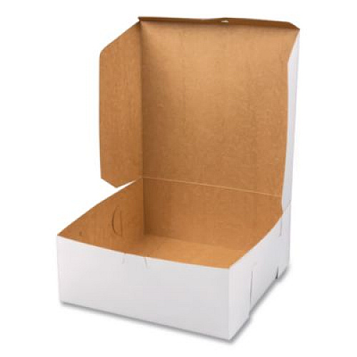 SCT White One-Piece Non-Window Bakery Boxes, 10 x 10 x 4, White, Paper, 100/Carton (0973)
