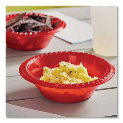 SOLO Party Plastic Premium Dinnerware, Bowl, 12 oz, Red, 24/Pack (CB1220202)