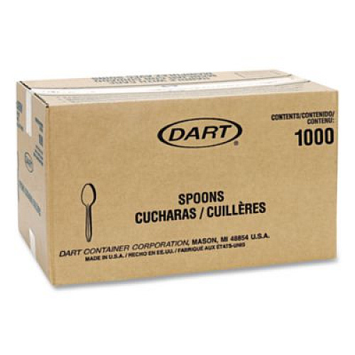 SOLO Reliance Mediumweight Cutlery, Individually Wrapped, Spoon, Plastic, White, 1,000/Carton (RSW3)