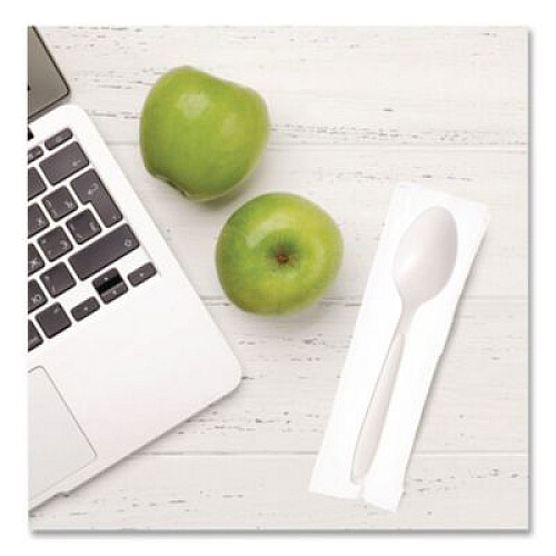 SOLO Reliance Mediumweight Cutlery, Individually Wrapped, Spoon, Plastic, White, 1,000/Carton (RSW3)