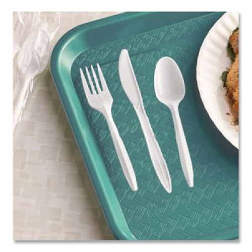 SOLO Reliance Mediumweight Cutlery Kit, Fork/Knife/Spoon, Plastic, White, 500/Carton (RSW7Z)