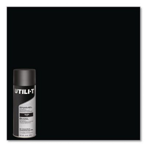 Rust-Oleum UTILI-T Spray Paint, Gloss Black, 10 oz Aerosol Can, 6/Carton (387390)
