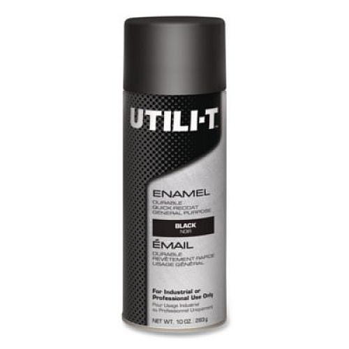 Rust-Oleum UTILI-T Spray Paint, Gloss Black, 10 oz Aerosol Can, 6/Carton (387390)