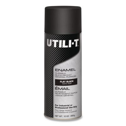 Rust-Oleum UTILI-T Spray Paint, Flat Black, 10 oz Aerosol Can, 6/Carton (387389)