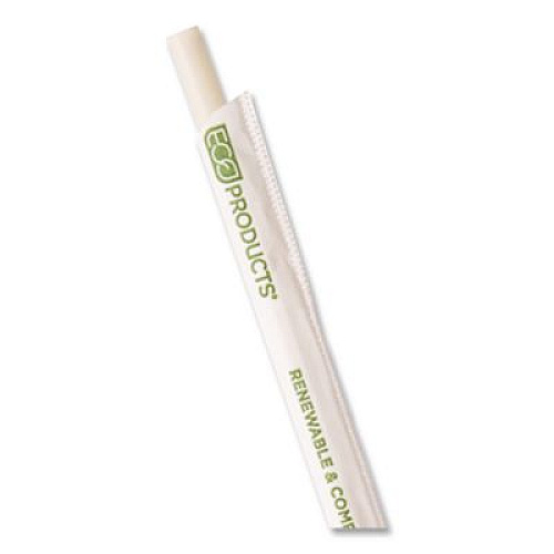 Eco-Products Jumbo Wrapped Paper Straw, 7.75", 6 mm Diameter, White, 3,000/Carton (EPSTP76WHT)