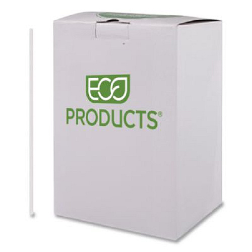 Eco-Products Jumbo Wrapped Paper Straw, 7.75", 6 mm Diameter, White, 3,000/Carton (EPSTP76WHT)