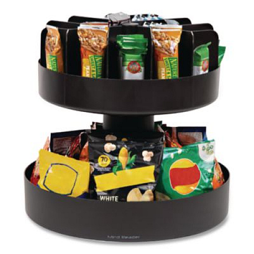 Mind Reader Supreme Lazy Suzan Condiment/Snack Organizer, 2 Compartments, 22.05 x 2.05 x 16.14, Black (SNACKCARBLK)
